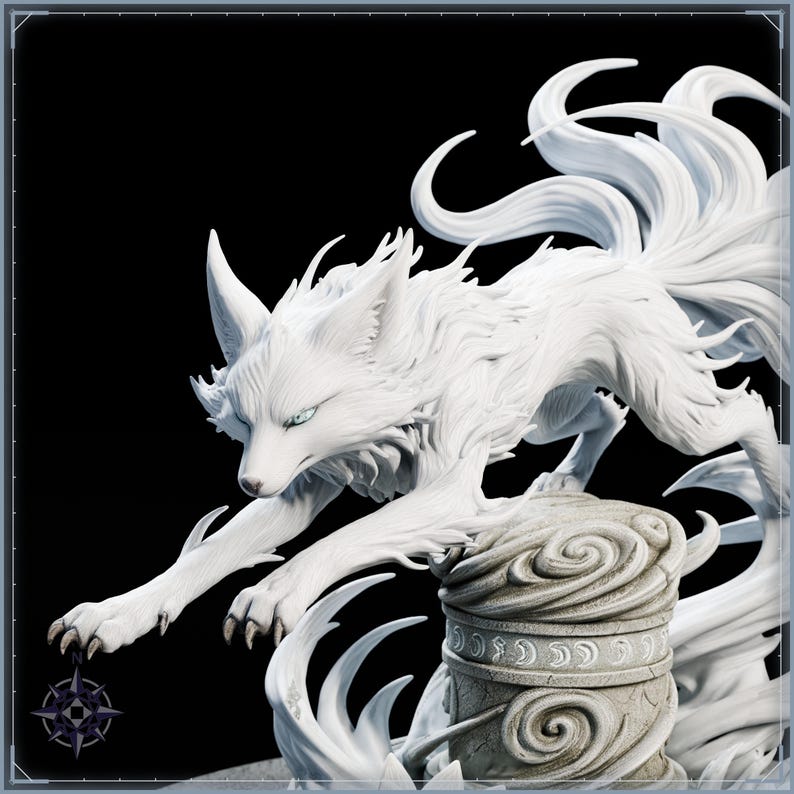 Gale Kitsune STL file for 3D printing - fantasy statue, image 10 of 11