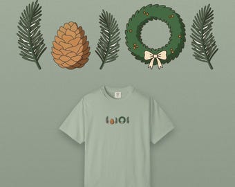 Botanisch kerstshirt, knus boho-shirt, Comfort Colors kledinggeverfd, kerstcadeau voor haar