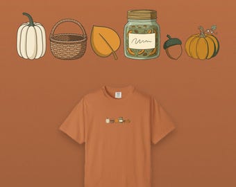 Herfst T-shirt in cottagecore stijl, boerderijstijl T-shirt, comfortabel katoenen T-shirt, herfstcadeau voor vrouwen