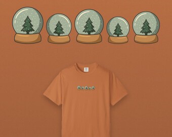 Kerstshirt met sneeuwbolmotief, comfortabel T-shirt van katoen in Comfort Colors, kerstcadeau voor vrouwen