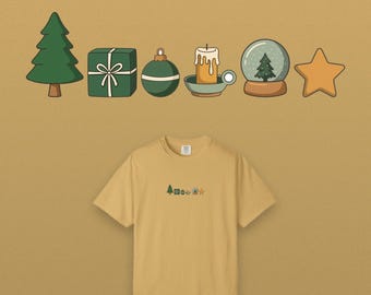 Kerstavondshirt, vintage T-shirt, geverfd in comfortabele kleuren, kerstcadeau-idee