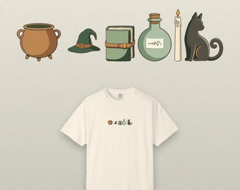 Heksenkeuken Halloween T-shirt, Heksenachtig T-shirt, Kledingstuk geverfd in comfortabele kleuren, Halloween cadeau-idee