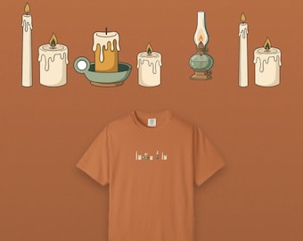 Heksenachtig Halloween T-shirt met kaarsenrij, heksenachtige boho-stijl, Comfort Colors kledinggeverfd, Halloween cadeau voor haar