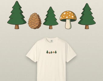 Kerstshirt met winterse bosprint, vintage T-shirt, Comfort Colors kledinggeverfd, kerstcadeau voor haar