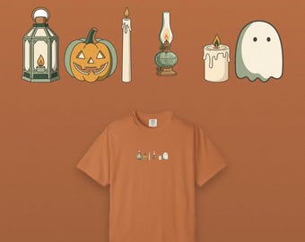 Halloween T-shirt met lantaarnmotief, heksenachtige boho-stijl, Comfort Colors kledinggeverfd, Halloween cadeau voor haar