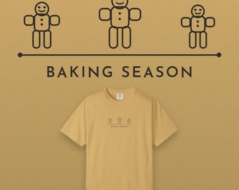 Kerstshirt met bakthema, knus boho-shirt, geverfd in comfortabele kleuren, ideaal kerstcadeau.
