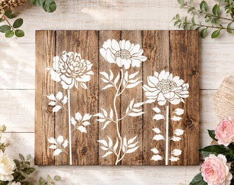 Plantilla floral grande de 6 piezas para pintar, vallas de jardín, letreros de madera.