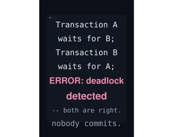 SQL Deadlock Poster | Database Humor Wall Print | DBA and Data Engineer Office Decor | Query Joke Gift