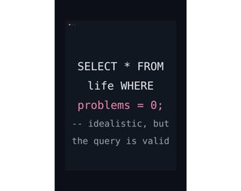SQL Code Art Poster - Minimalist Data Engineer Wall Decor for Home Office, Birthday Gift for Postgres Programmers and Backend Developers