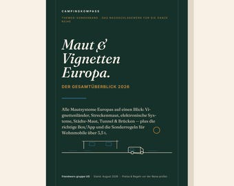 Camping Compass Special Edition: Tolls & Vignettes Europe – PDF E-Book for Motorhomes and Caravans | Camping Europe Guide