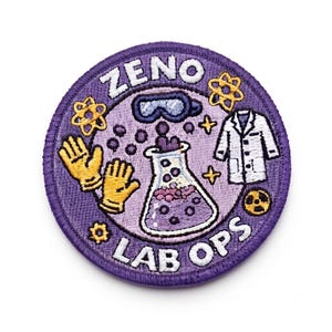Zeno Lab Ops Embroidered Patch | Science Lab Coat, Bag Gear Accessory (8cm Diameter)