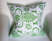 100% Cotton Grass Green Garden Party Pillow Cover for Nursery or Child's Room