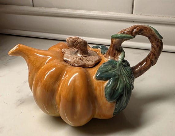 Vintage Gift Gallery by Fitz and Floyd Mini Squash Pumpkin Teapot Special-Teas Handcrafted