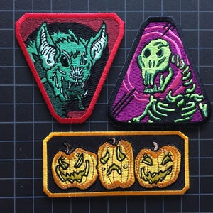 Halloween Patches - Pumpkin, Skeleton, Bat