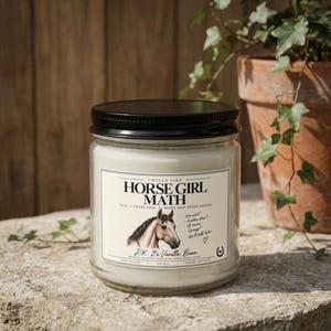 Funny Horse Girl Math Candle, Vanilla Bean Soy, Equestrian Gift