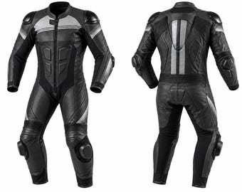 Custom Motorcycle Leather Suit, Made to Measure One Piece Racing Suit, Personalized Cowhide Biker Gear for Men