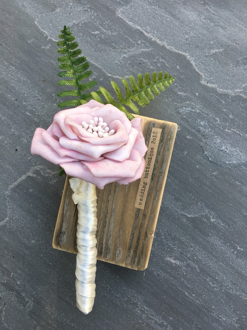 white and cream button bouquet with three buttonholes SALE Ready to ship pink
