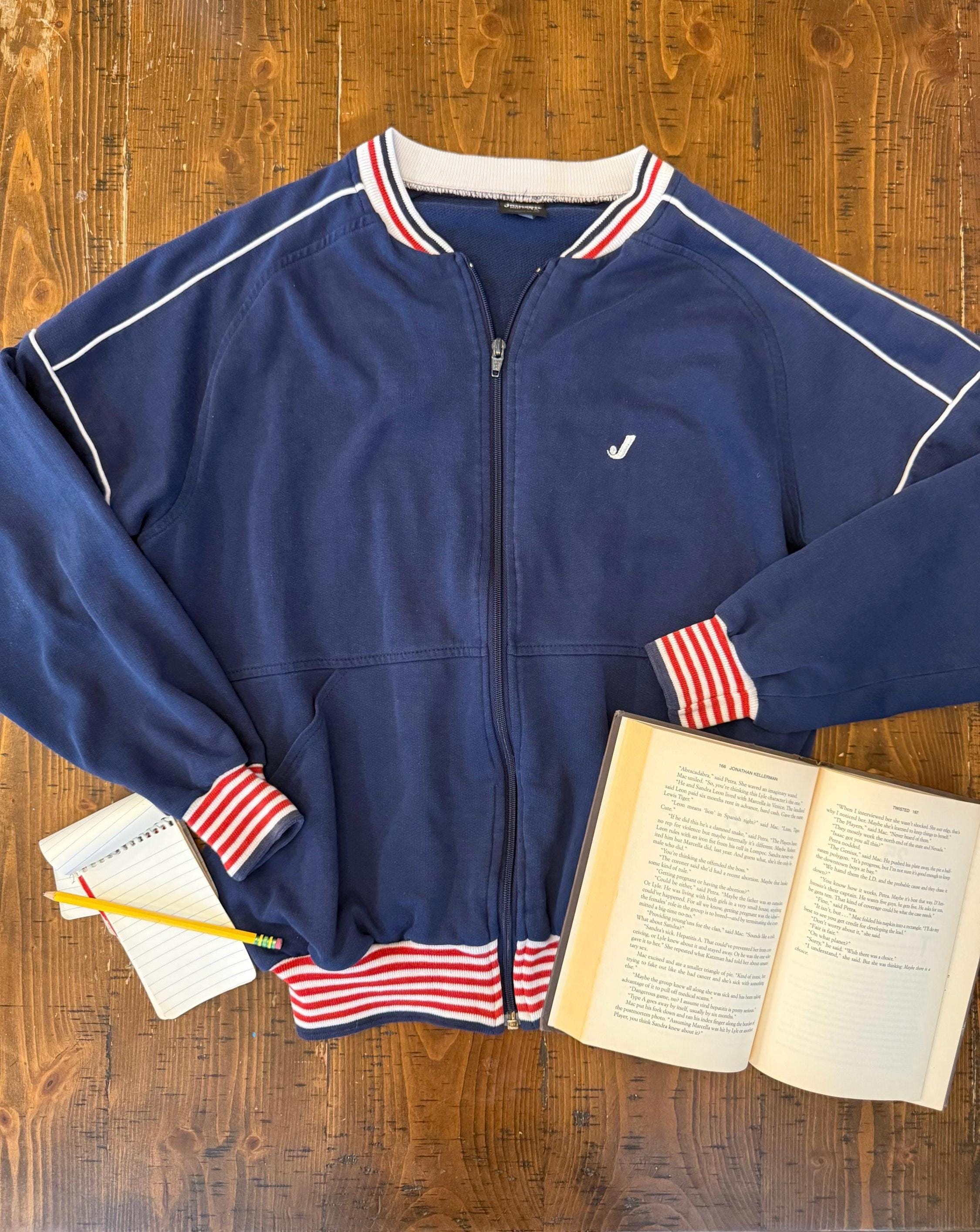 トップス  80's track jacket 80's Striped Track Jacket - Etsy