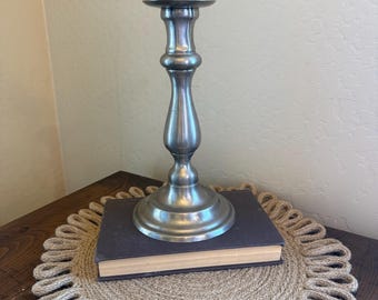 Vintage Pewter Candlestick Holder | Silver-Tone Taper Candle Holder | Traditional European Style | Cottage Decor |  Retro Candlestick