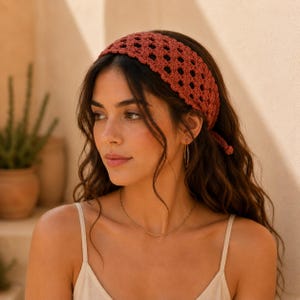 Crochet Bandana Pattern PDF | Granny Mesh Triangle Head Scarf | Boho Kerchief, Beginner Friendly, 3 Sizes | Instant Download