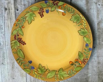 Gates Ware by Laurie Gates Yellow Berry Vine Embossed Ceramic Dinner Plate