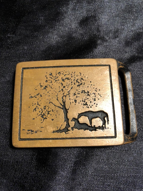 Vintage beautiful Tech ether belt buckle Two Hors… - image 2