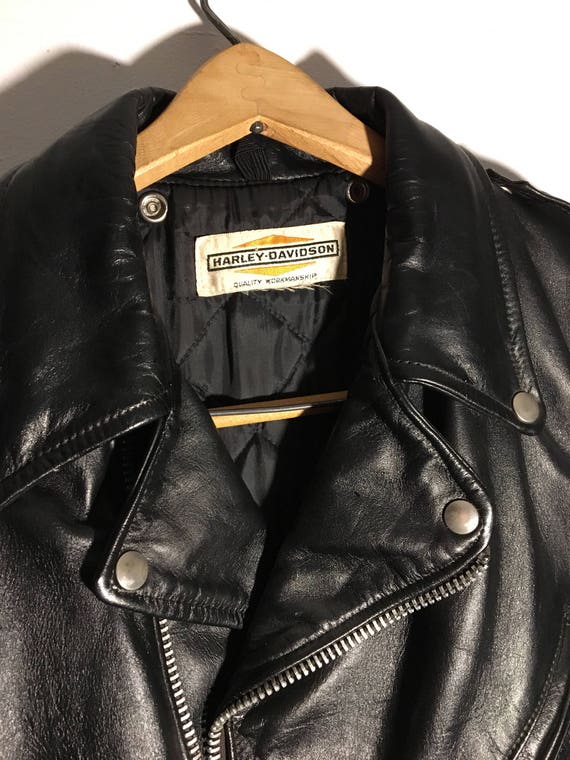 60s Harley Davidson Leather Biker Jacket WoW Goth… - image 1