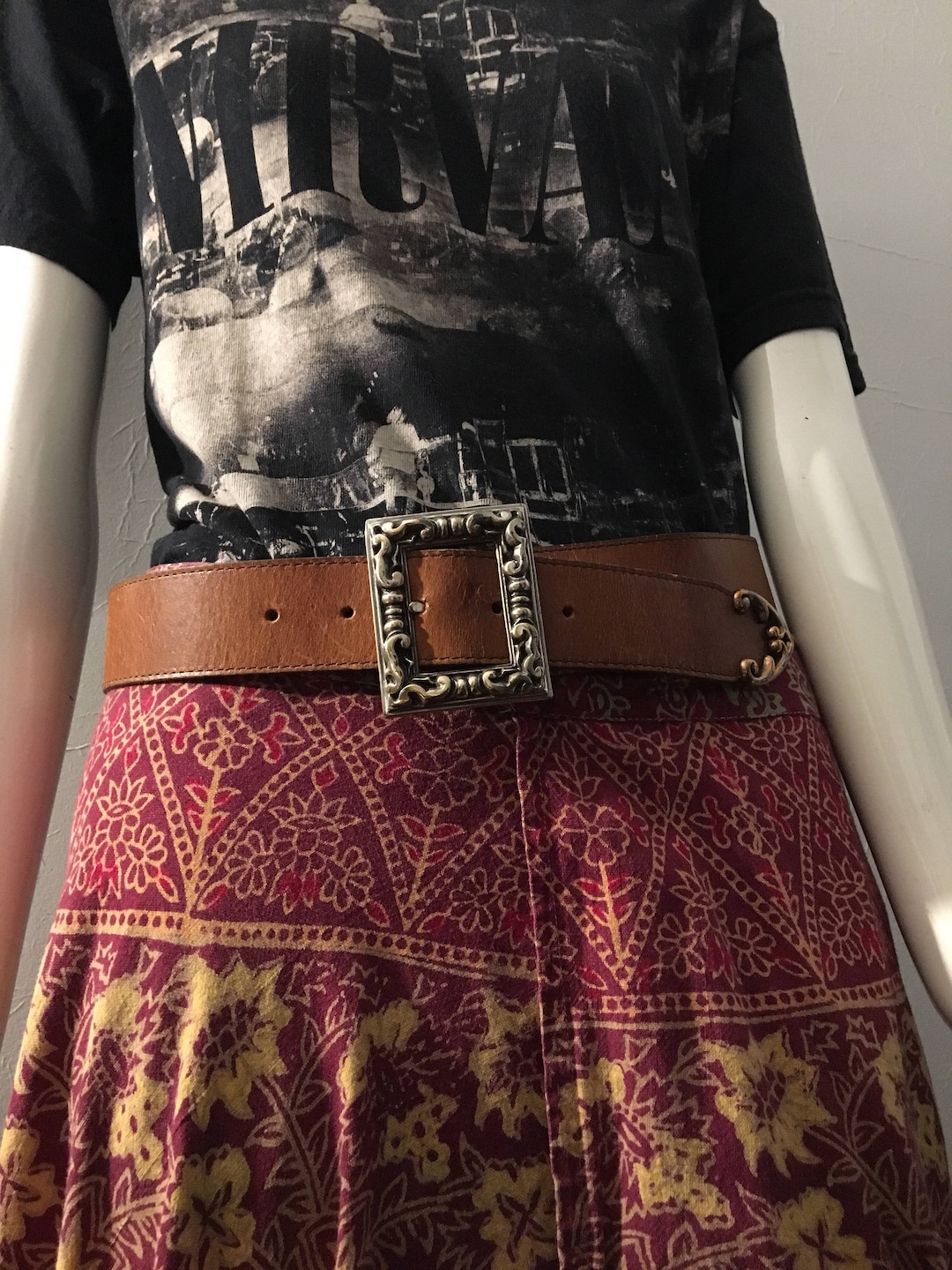 Vintage Boho Hippie Belt Small/medium Leather Great Buckle  display picture 1