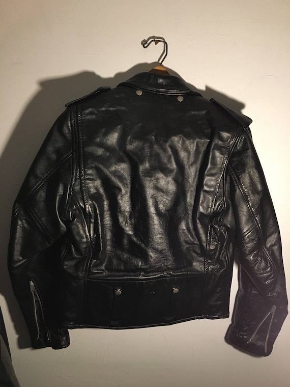 60s Harley Davidson Leather Biker Jacket WoW Goth… - image 4