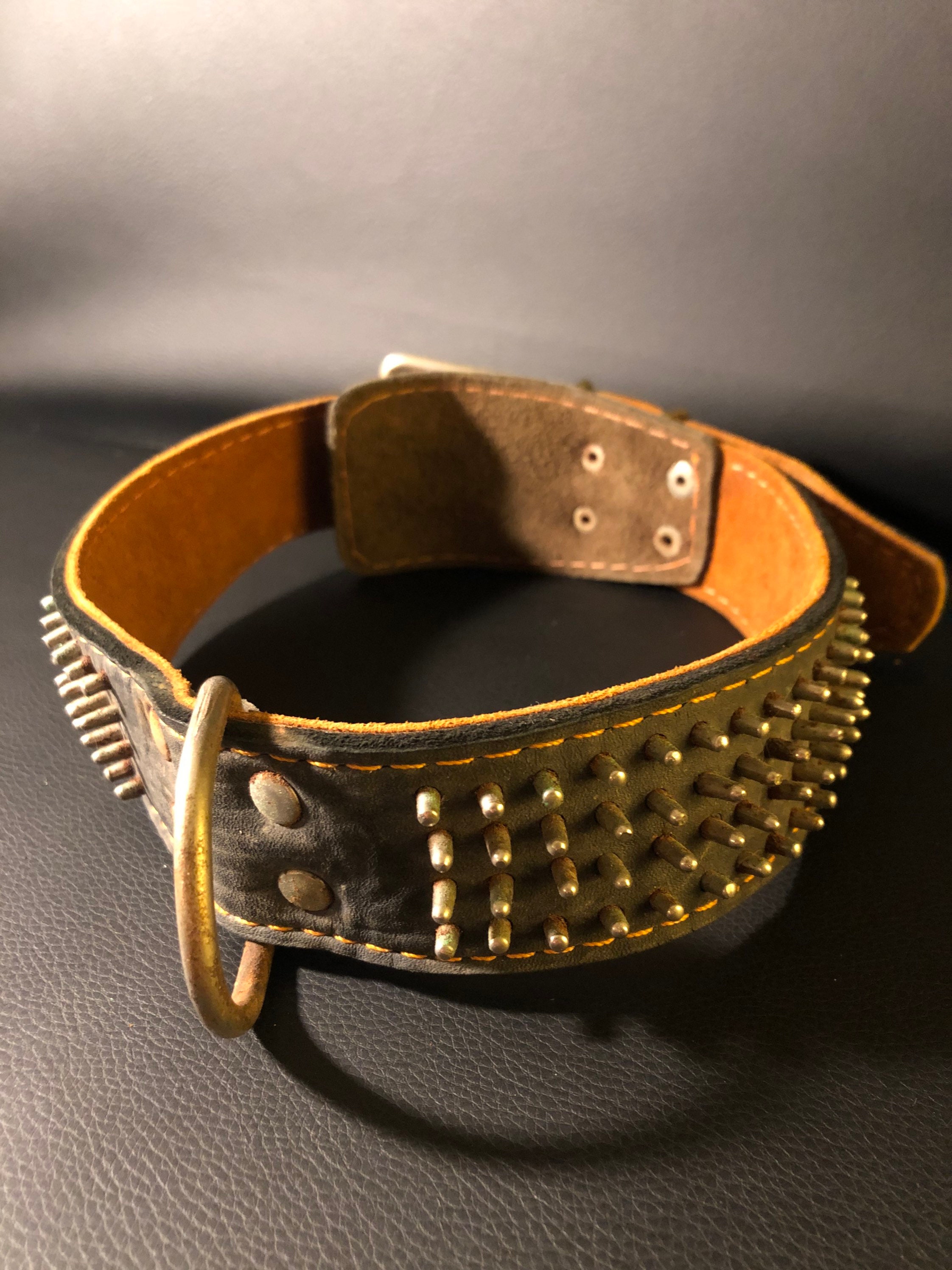 Classic Leather Cool Spiked Studded Adjustable Pet Collars For Large Dogs