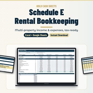 Landlord Expense Tracker Spreadsheet | Schedule E Rental Income | Multi Property Tracker | Excel Google Sheets