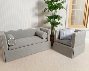 Miniature Loveseat and chair in 1:12 scale