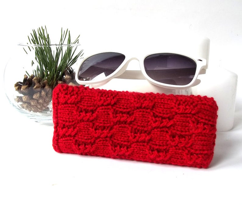 Red Glasses Case Soft Eyeglasses Case Knitted Reading Etsy