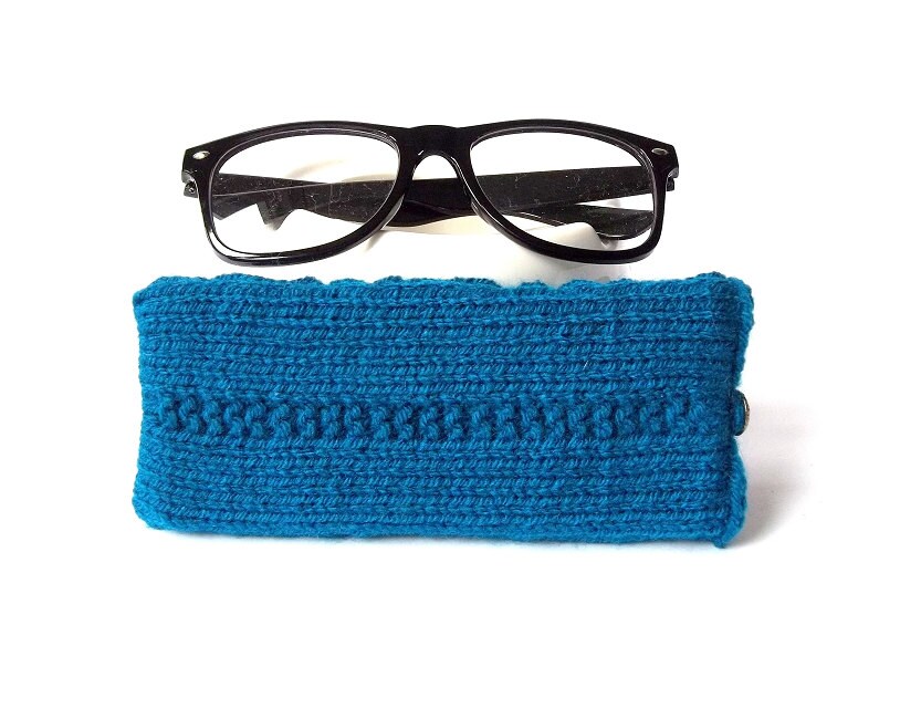 Blue Glasses Case Reading Glasses Case Knitted Glasses Case Etsy