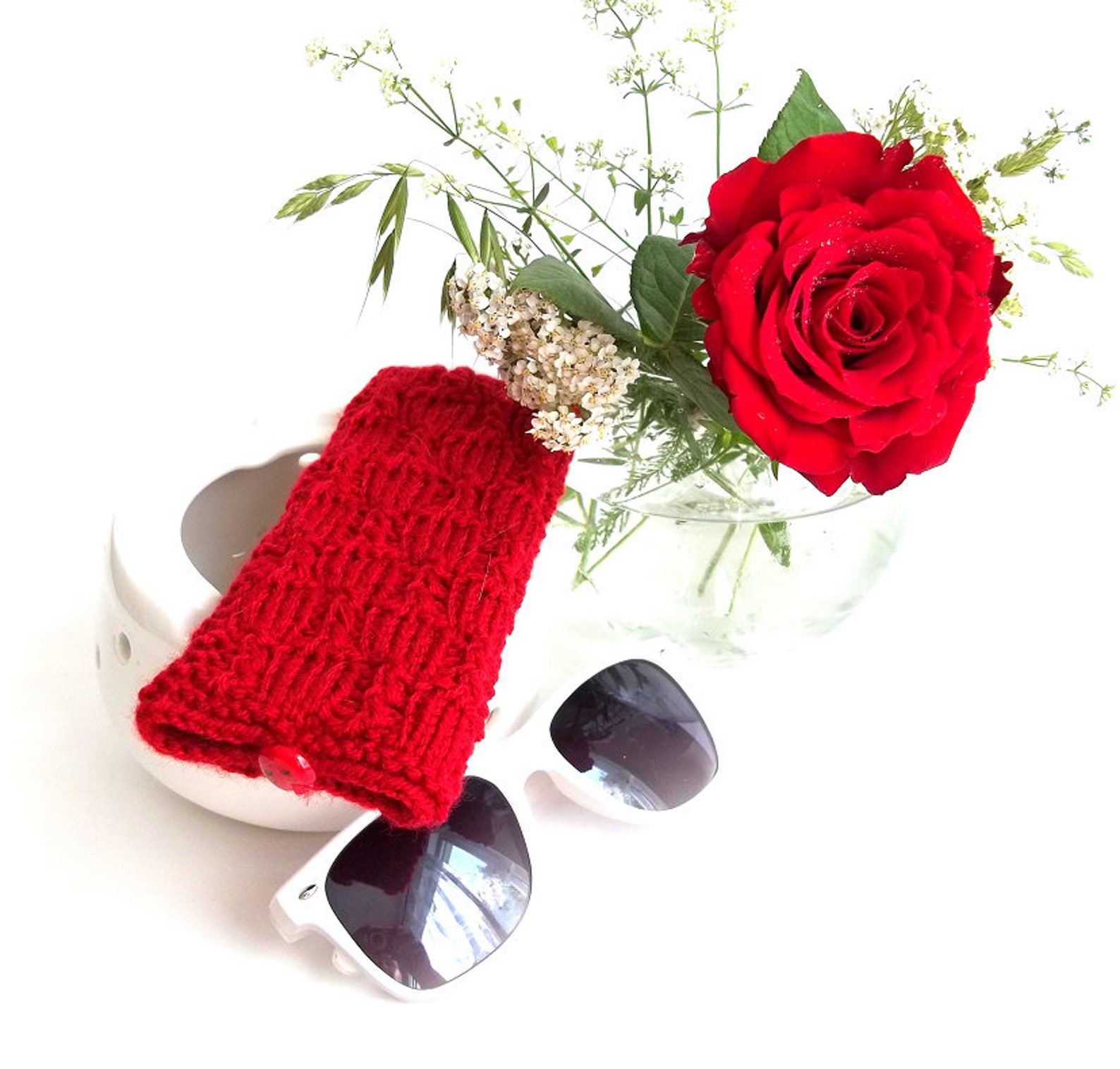 Red Glasses Case Soft Eyeglasses Case Knitted Reading Etsy