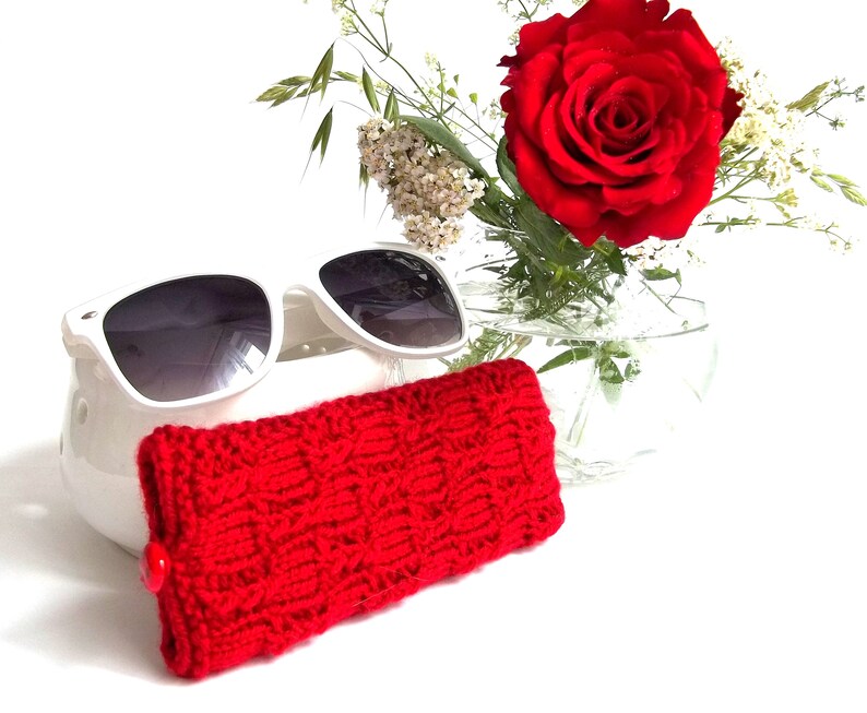 Red Glasses Case Soft Eyeglasses Case Knitted Reading Etsy