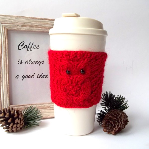 Owl Coffee Cup Cozy, Reusable and Eco Friendly Coffee Sleeve, Paper Coffee Cup Jacket, Travel Cup Cozy, Mug Warmer for Tea or Coffee.