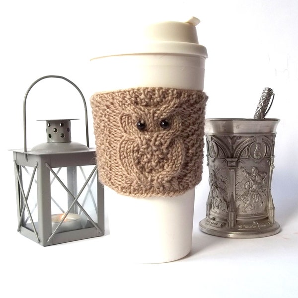 Owl Coffee Cup Cozy, Reusable and Eco Friendly Coffee Sleeve, Paper Coffee Cup Jacket, Travel Cup Cozy, Mug Warmer for Tea or Coffee.