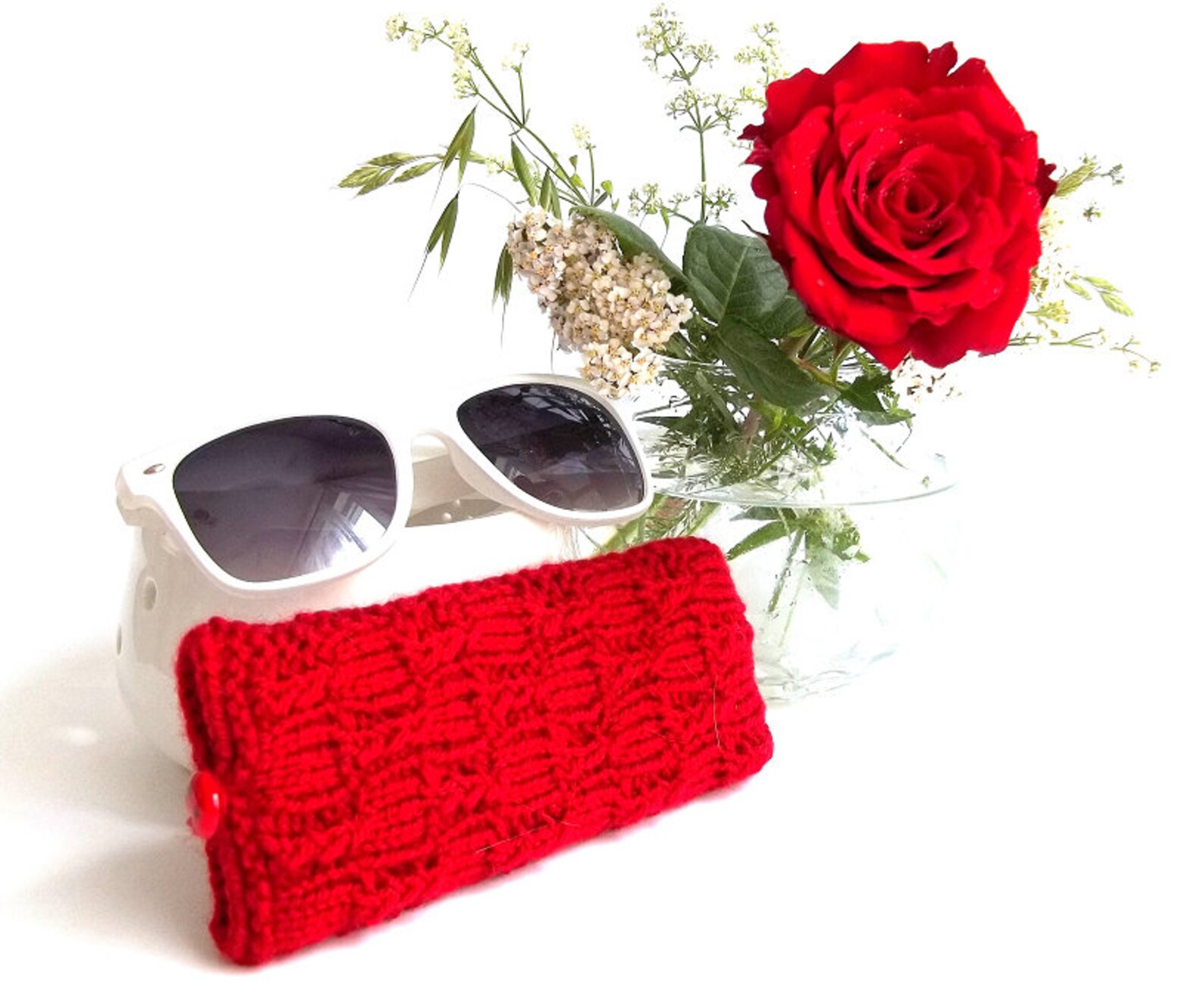 Red Glasses Case Soft Eyeglasses Case Knitted Reading Etsy