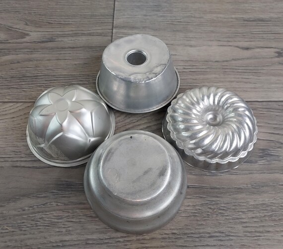 Lot De 4 Mini Moules En Aluminium Vintage – Donut, Bagel, Bundt – Moules à Tartelettes Jell-O