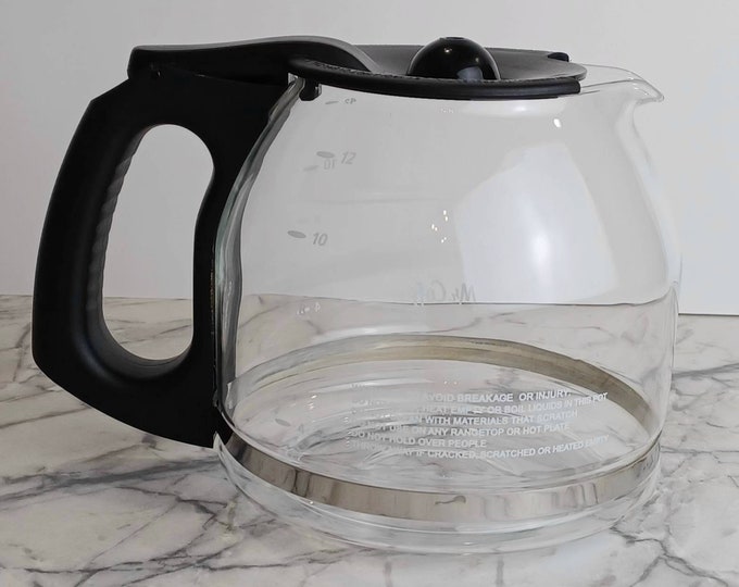 Mr. Coffee 12 Cup Replacement Glass Coffee Pot Carafe Black Plastic Handle & Lid Etsy