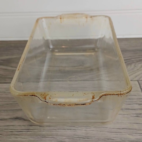 Vintage PYREX Clear Glass Loaf Pan #212 B-3 USA, Very Old Baking Pan