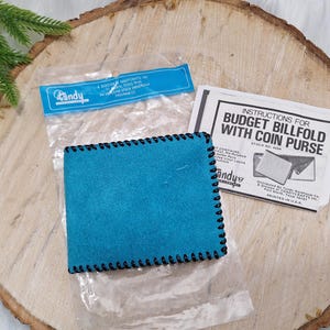 Vintage TANDY Weiches Wildleder Leder Bi-Fold Brieftasche Handgemacht nie mit Reparaturen Verwendet