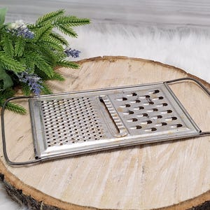 Vintage Cheese & Veggie Grater, Slicer, Zester, Primitive Kitchen Gadget Tool