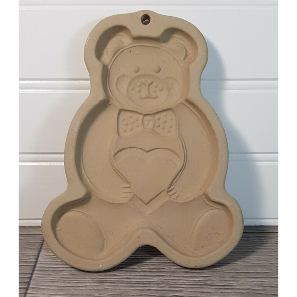 The Pampered Chef TEDDY BEAR Stoneware Pottery Cookie Mold Press Vintage 1991 - USA