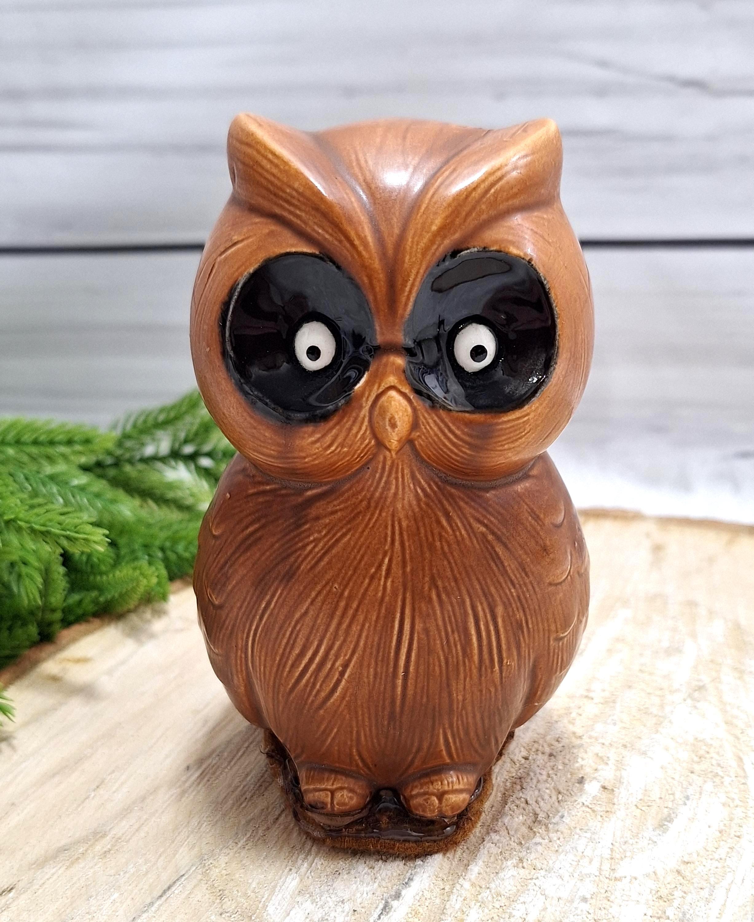 Lefton Porcelain Owl with Big Eyes, Hand Painted Figurine, Vintage JAPAN