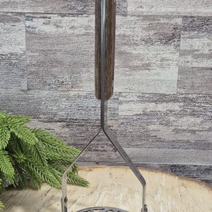 Vintage Potato Masher Stainless Steel Round Shape with Wood Handle ~ Farmhouse Kitchen Utensil.