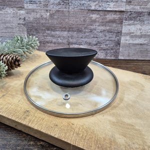 Vented Glass Replacement Saucepan Lid, 5.75" dia x 2.25" tall with Black Handle
