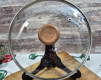 Tapa de repuesto de vidrio ventilado T-FAL, 9,25" de diámetro interior, 9,75" de diámetro exterior, embellecedor de acero inoxidable.