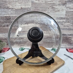 Vented Glass Pot Lid Replacement, 9 7/8" Stainless Steel Trim, Black Knob